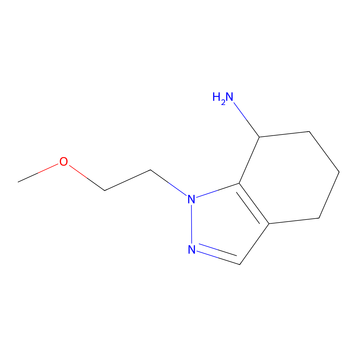 1-(2-methoxyethyl)-4,5,6,7-tetrahydro-1H-indazol-7-amine molecular structure, CAS 1461706-85-3