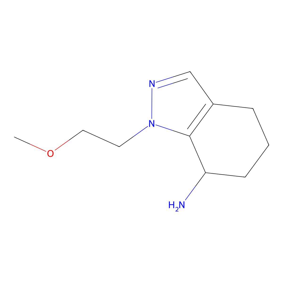 1-(2-methoxyethyl)-4,5,6,7-tetrahydro-1H-indazol-7-amine molecular structure, CAS 1461706-85-3