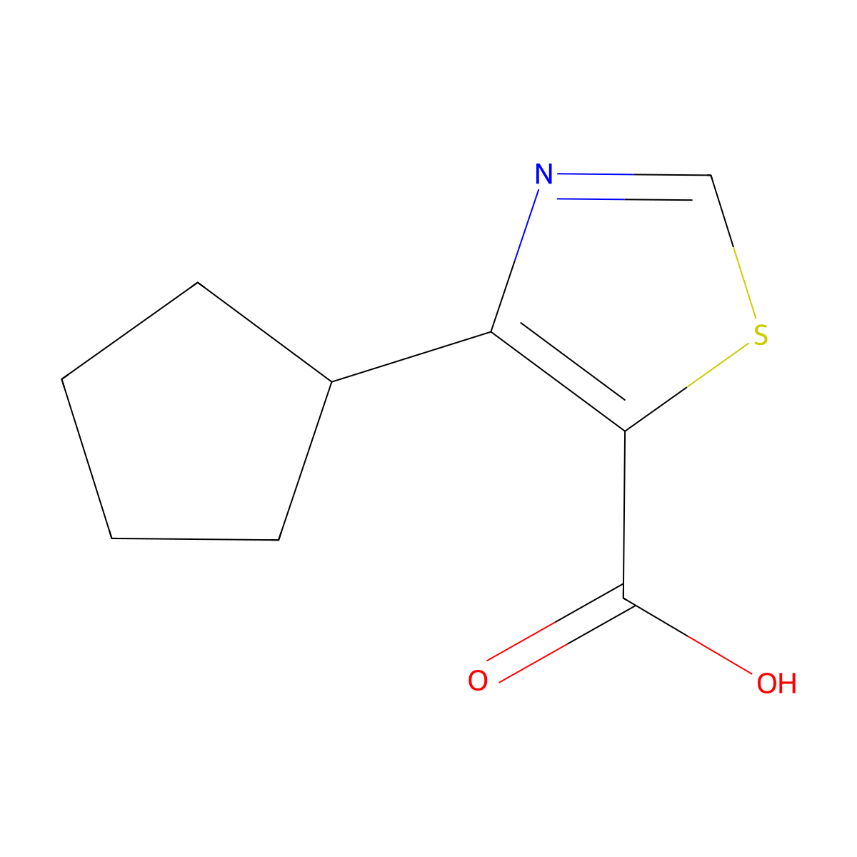4-Cyclopentyl-1,3-thiazole-5-carboxylic acid molecular structure, CAS 1461706-86-4