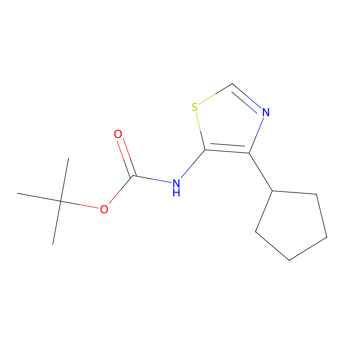 tert-butyl N-(4-cyclopentyl-1,3-thiazol-5-yl)carbamate molecular structure, CAS 1461706-90-0