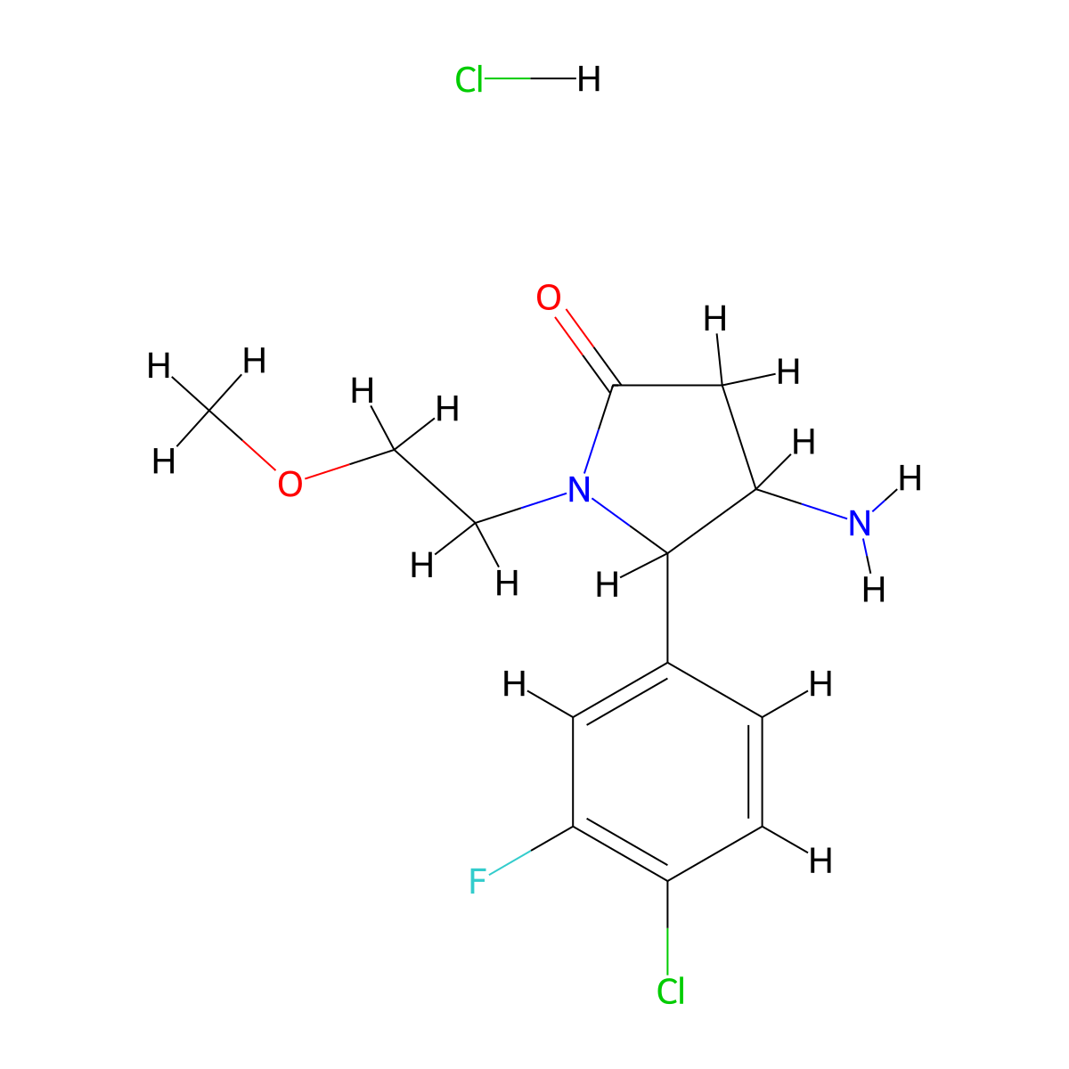 4-Amino-5-(4-chloro-3-fluorophenyl)-1-(2-methoxyethyl)pyrrolidin-2-one hydrochloride molecular structure, CAS 1461706-93-3