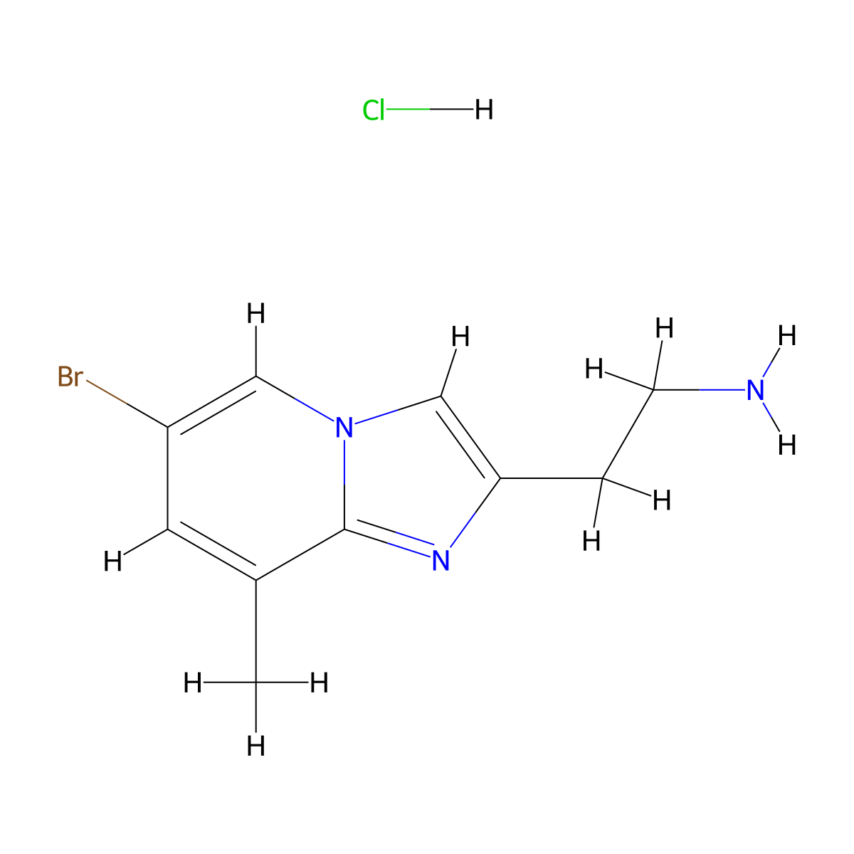 2-{6-Bromo-8-methylimidazo[1,2-a]pyridin-2-yl}ethan-1-amine hydrochloride molecular structure, CAS 1461706-94-4