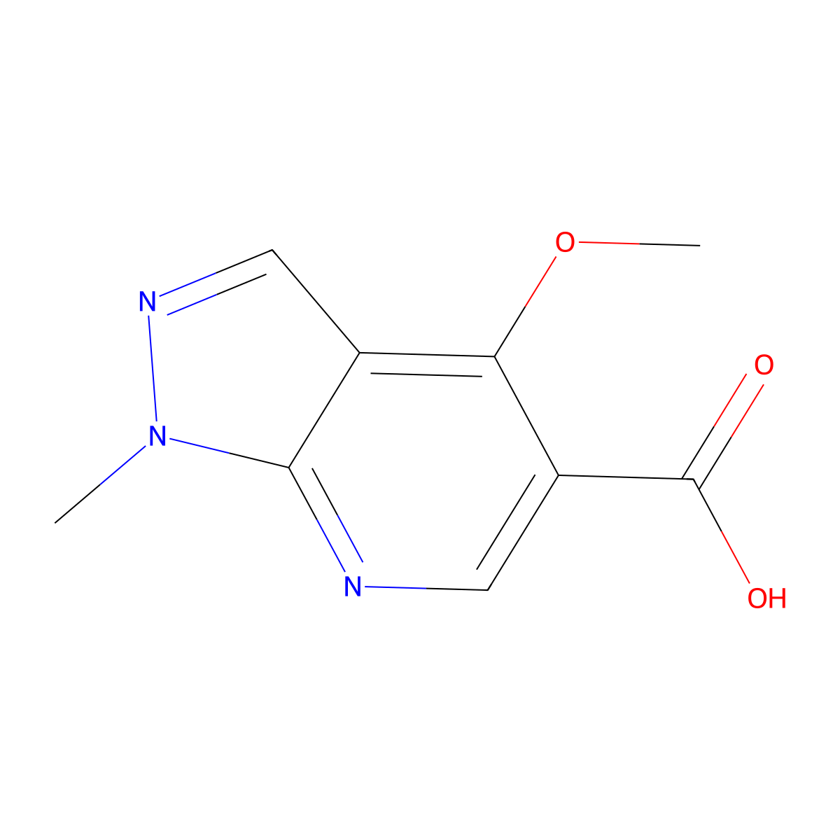 4-methoxy-1-methyl-1H-pyrazolo[3,4-b]pyridine-5-carboxylic acid molecular structure, CAS 1461706-97-7