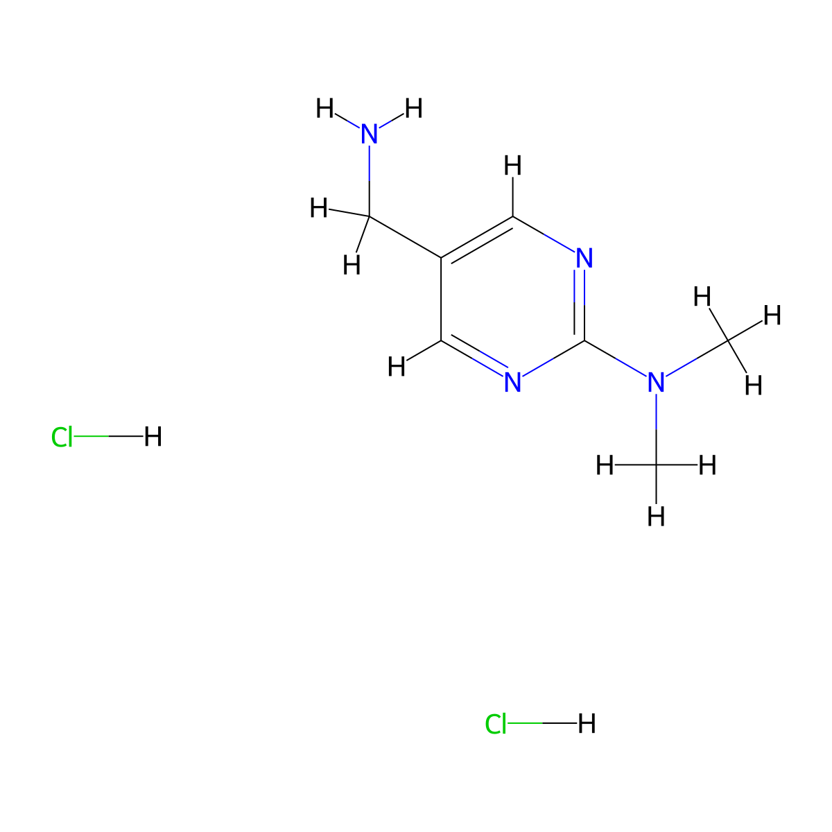 5-(aminomethyl)-N,N-dimethylpyrimidin-2-amine dihydrochloride molecular structure, CAS 1461706-98-8