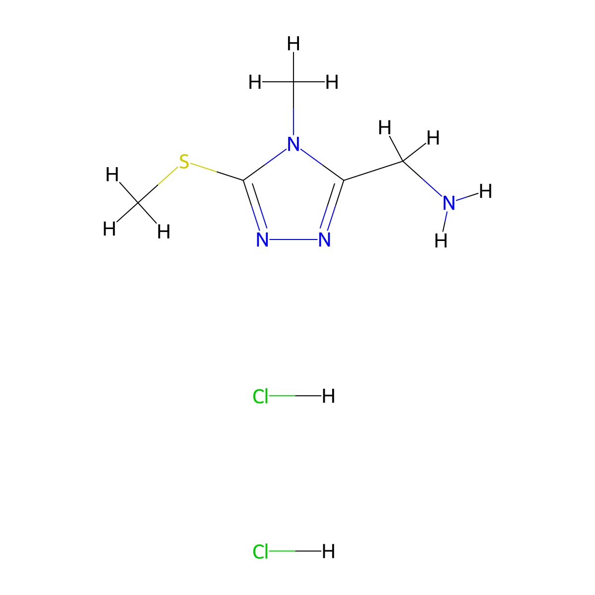 (4-methyl-5-(methylsulfanyl)-4H-1,2,4-triazol-3-yl)methanamine dihydrochloride molecular structure, CAS 1461706-99-9