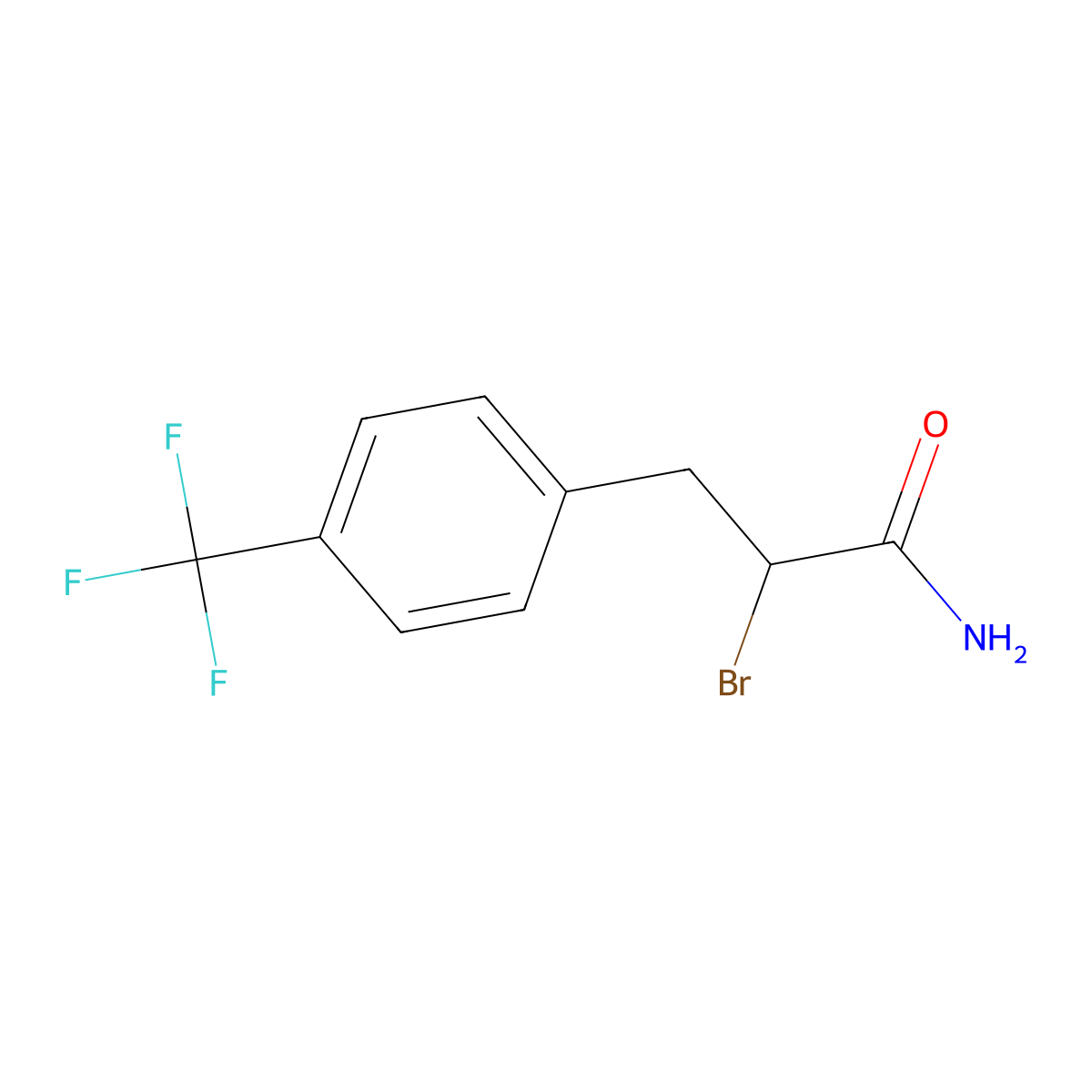 2-Bromo-3-(4-(trifluoromethyl)phenyl)propanamide molecular structure, CAS 1461707-13-0