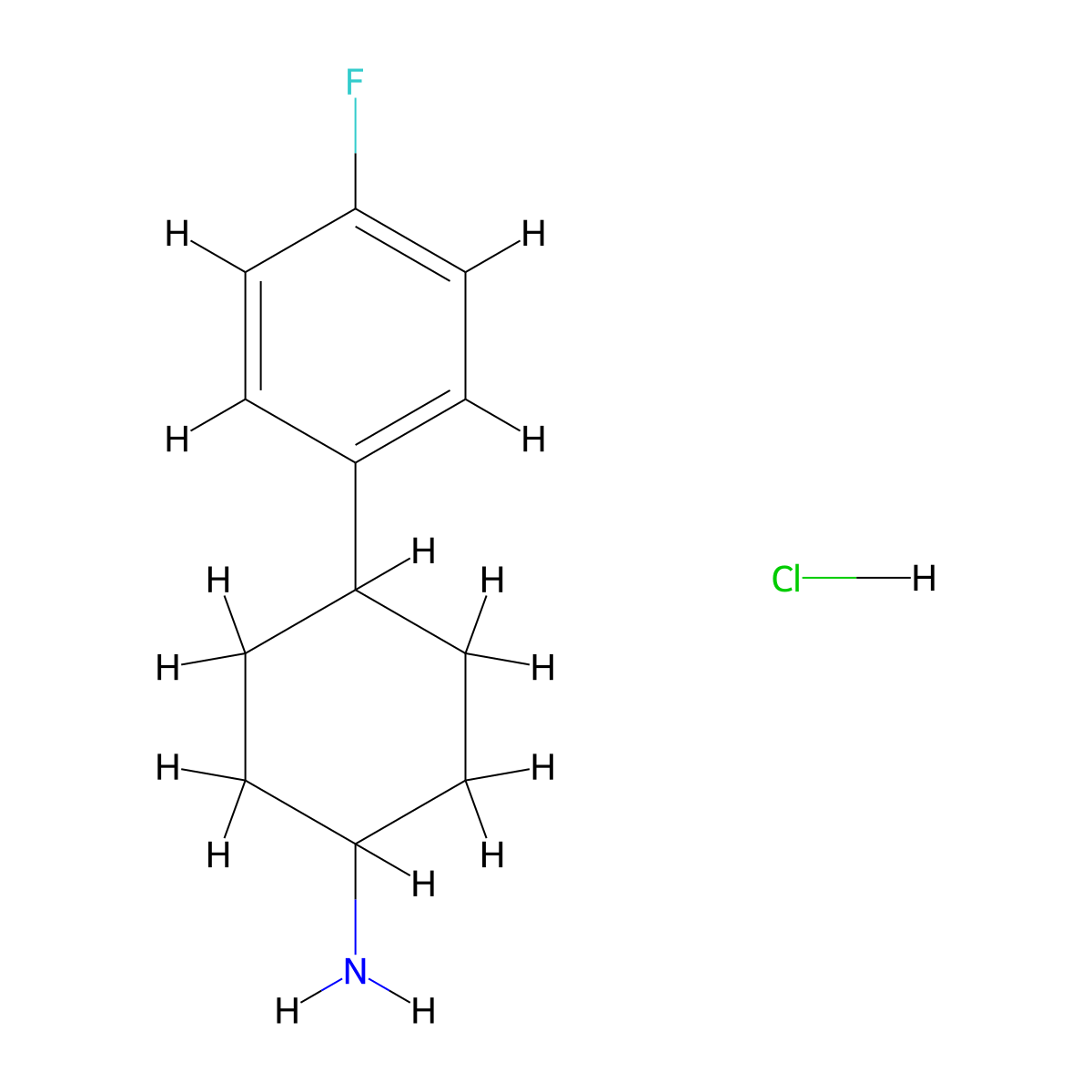 4-(4-Fluorophenyl)cyclohexan-1-amine hydrochloride molecular structure, CAS 1461707-19-6