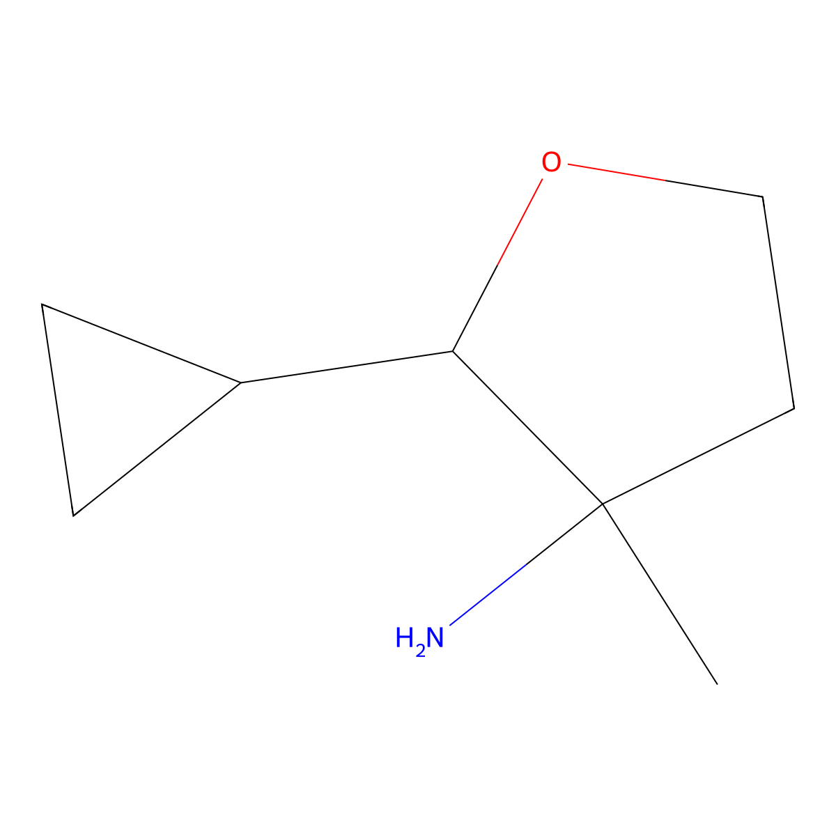 2-Cyclopropyl-3-methyloxolan-3-amine molecular structure, CAS 1461707-20-9
