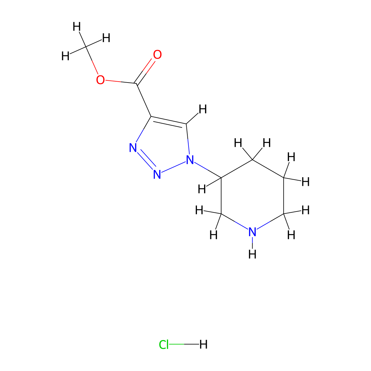 methyl 1-(piperidin-3-yl)-1H-1,2,3-triazole-4-carboxylate hydrochloride molecular structure, CAS 1461707-24-3