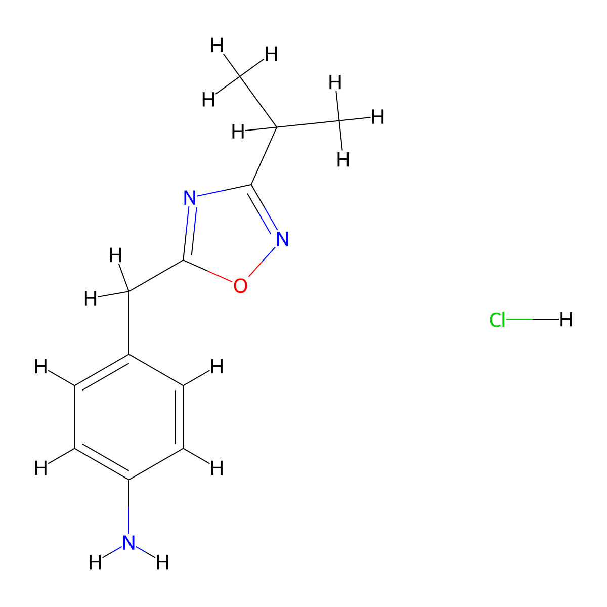 4-{[3-(Propan-2-yl)-1,2,4-oxadiazol-5-yl]methyl}aniline hydrochloride molecular structure, CAS 1461707-36-7