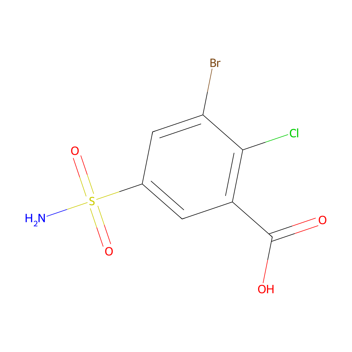 3-Bromo-2-chloro-5-sulfamoylbenzoic acid molecular structure, CAS 1461707-46-9