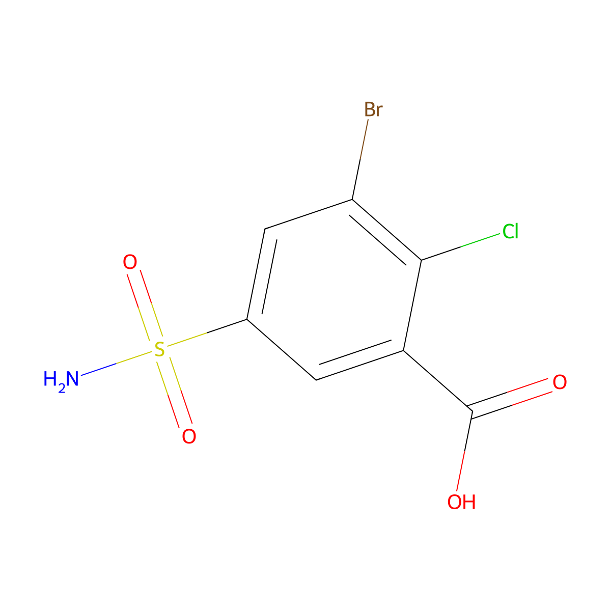 3-Bromo-2-chloro-5-sulfamoylbenzoic acid molecular structure, CAS 1461707-46-9