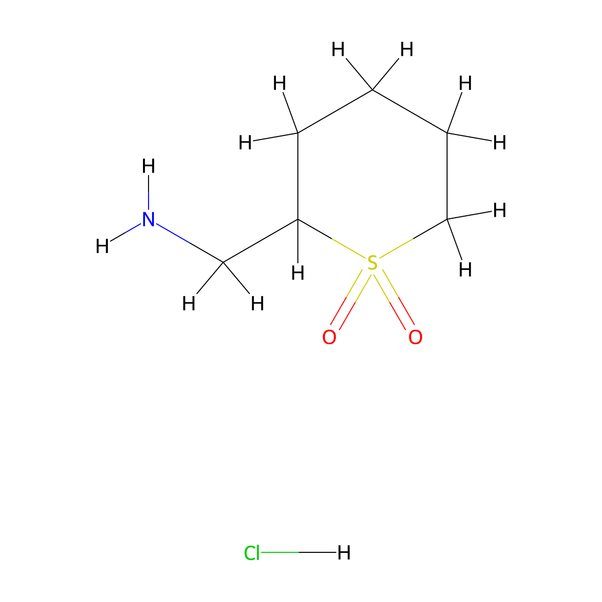 2-(Aminomethyl)-1lambda6-thiane-1,1-dione hydrochloride molecular structure, CAS 1461707-48-1