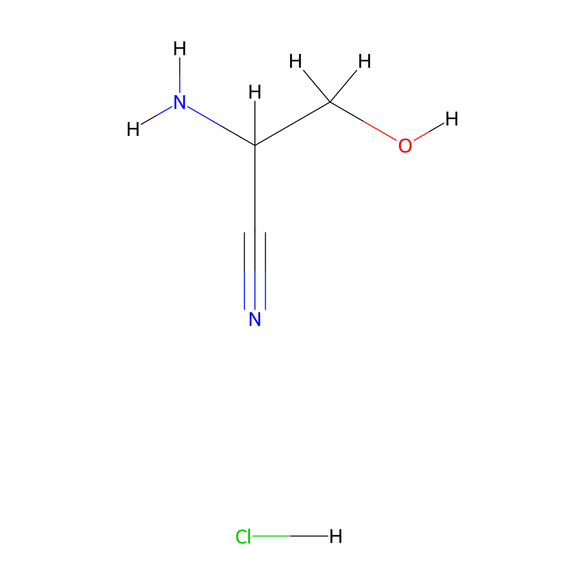 2-Amino-3-hydroxypropanenitrile hydrochloride molecular structure, CAS 1461707-49-2