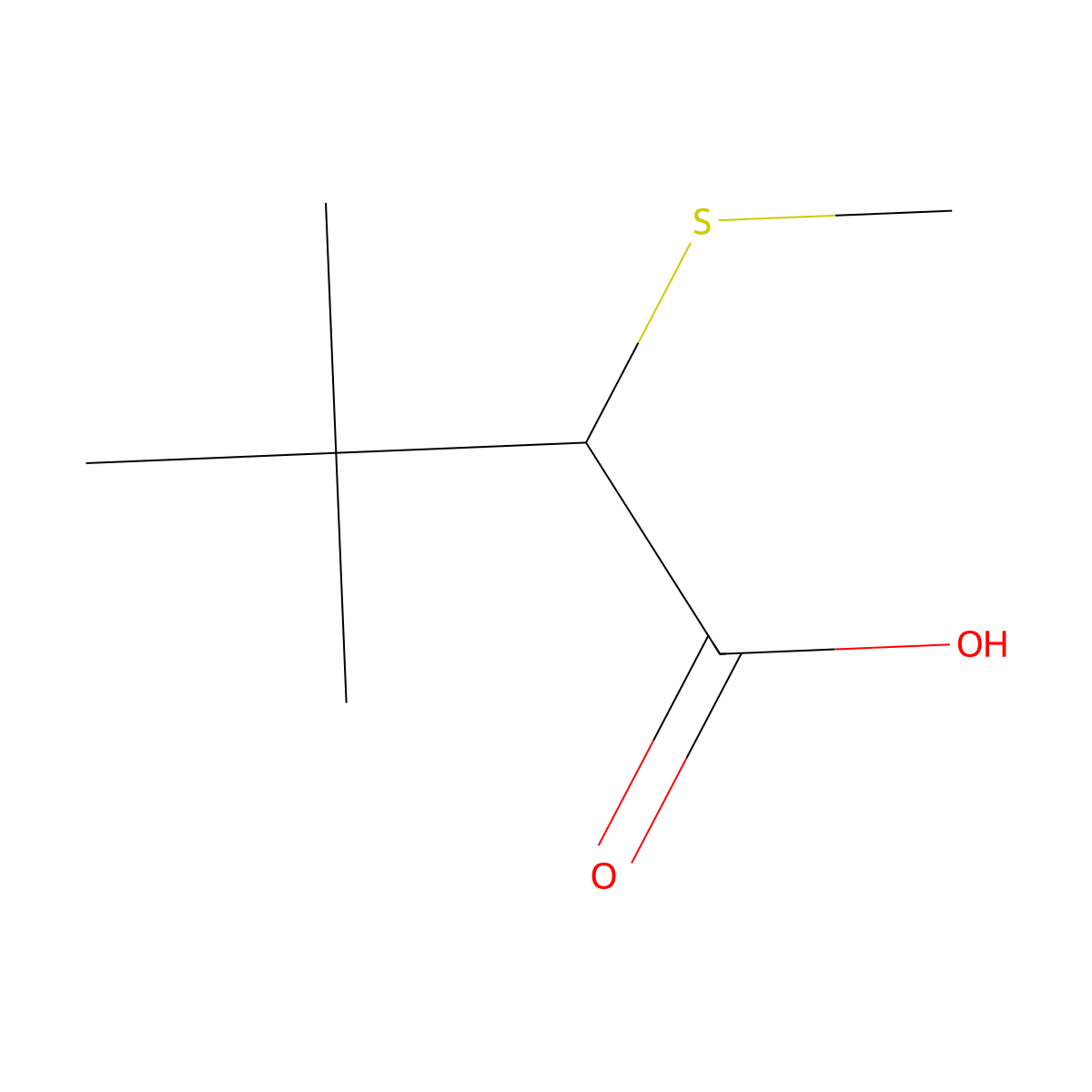 3,3-Dimethyl-2-(methylsulfanyl)butanoic acid molecular structure, CAS 1461707-51-6