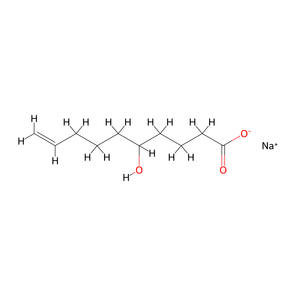 Sodium 5-hydroxydec-9-enoate molecular structure, CAS 1461707-52-7