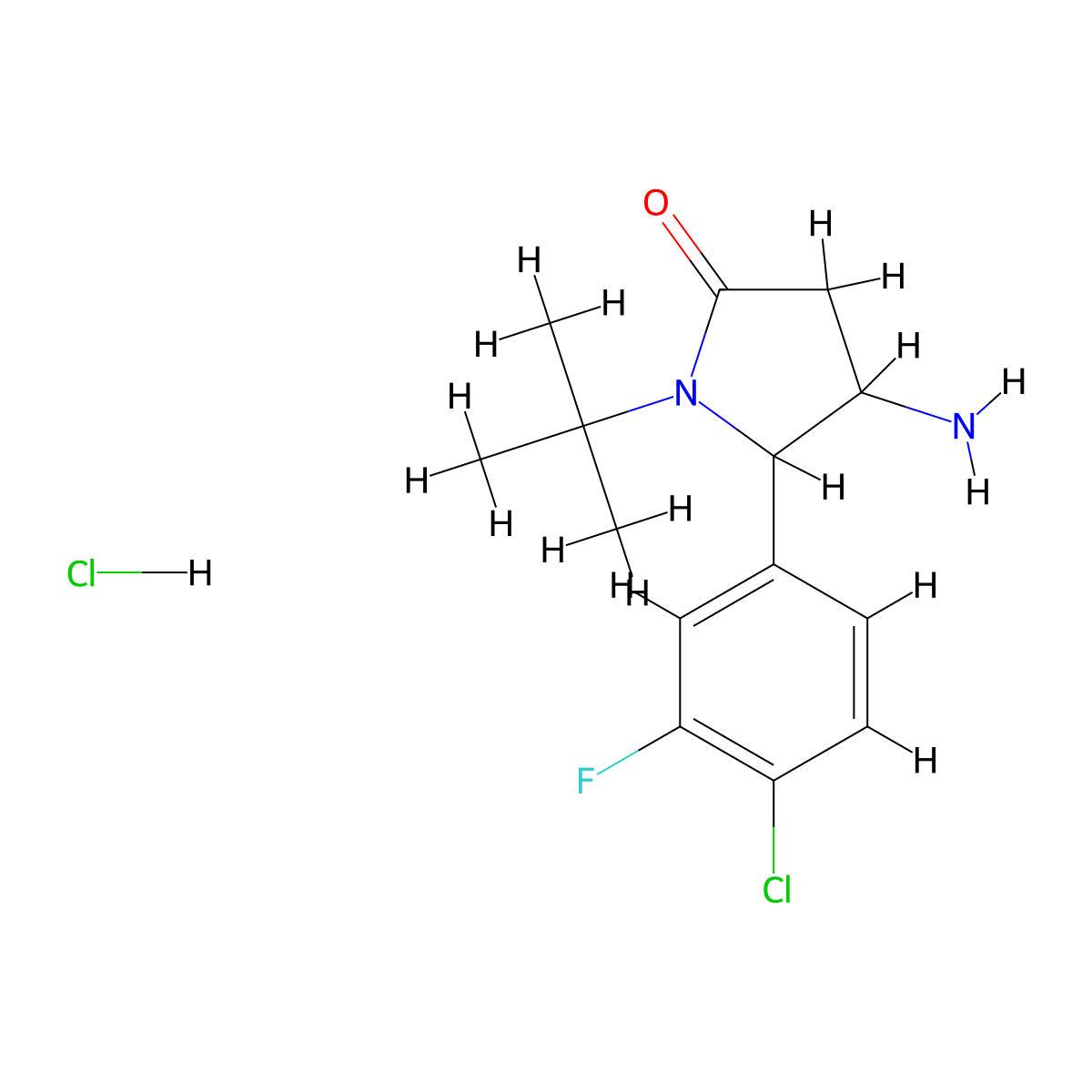 4-Amino-1-tert-butyl-5-(4-chloro-3-fluorophenyl)pyrrolidin-2-one hydrochloride molecular structure, CAS 1461707-55-0