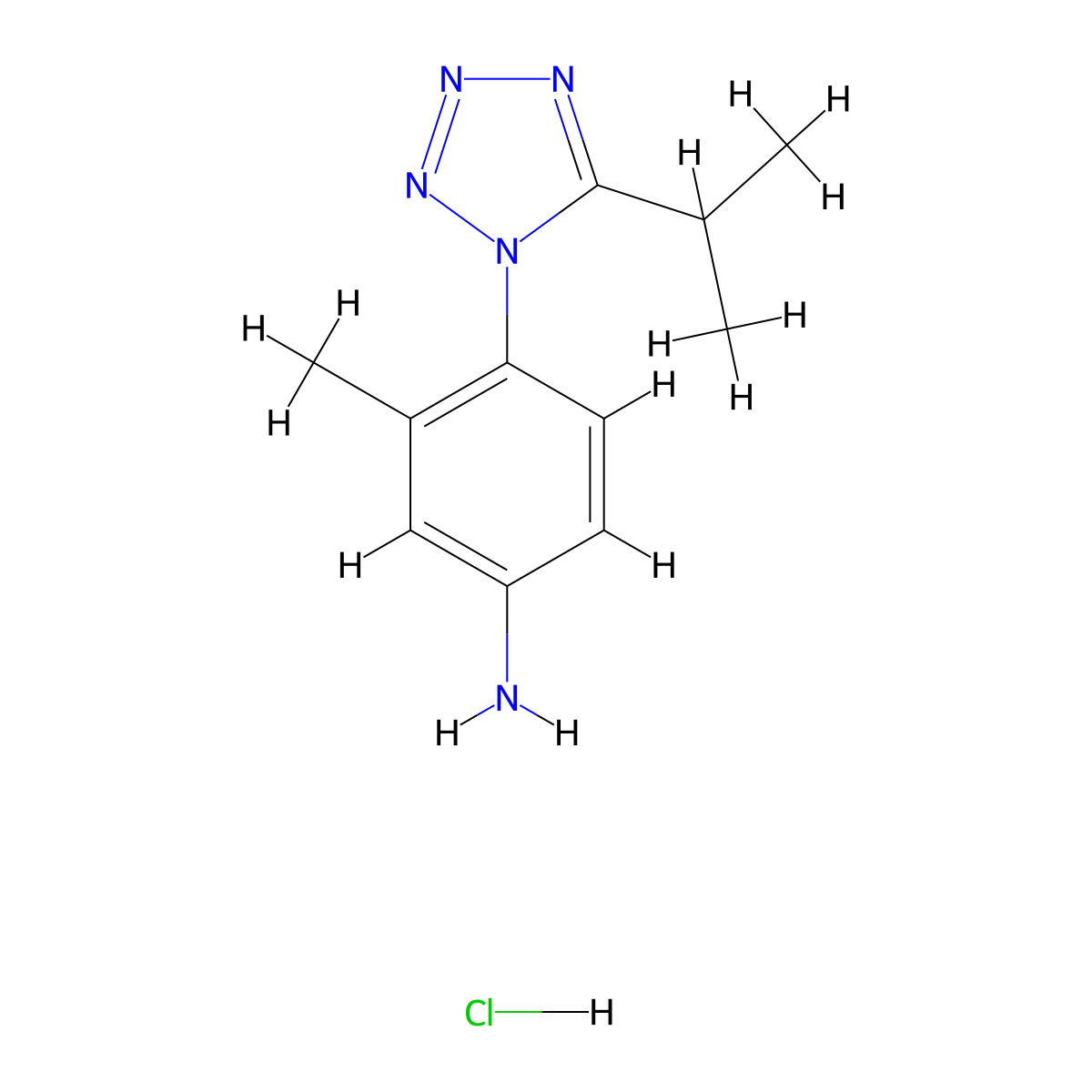 3-methyl-4-[5-(propan-2-yl)-1H-1,2,3,4-tetrazol-1-yl]aniline hydrochloride molecular structure, CAS 1461707-57-2