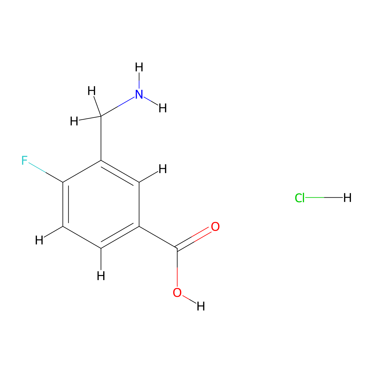 3-(Aminomethyl)-4-fluorobenzoic acid hydrochloride molecular structure, CAS 1461707-64-1