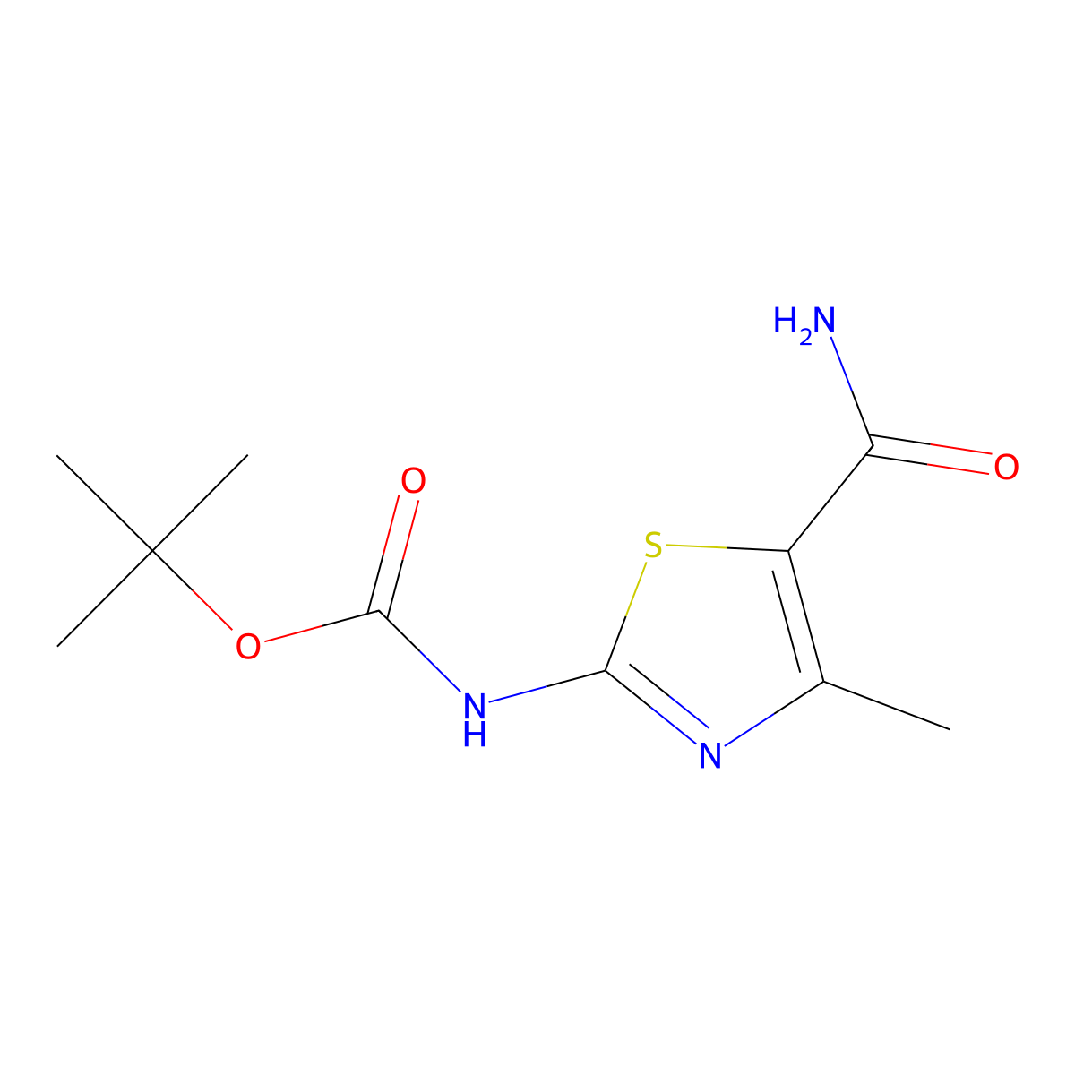 tert-butyl N-(5-carbamoyl-4-methyl-1,3-thiazol-2-yl)carbamate molecular structure, CAS 1461707-68-5