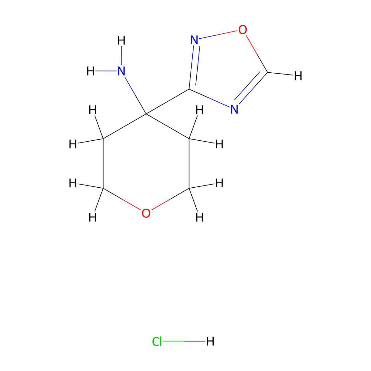 4-(1,2,4-Oxadiazol-3-yl)oxan-4-amine hydrochloride molecular structure, CAS 1461707-71-0