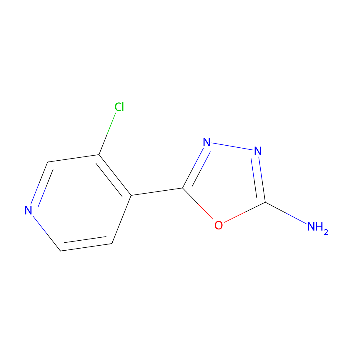 5-(3-Chloropyridin-4-yl)-1,3,4-oxadiazol-2-amine molecular structure, CAS 1461707-78-7