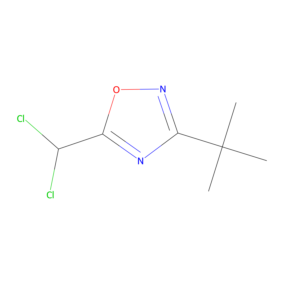 3-Tert-butyl-5-(dichloromethyl)-1,2,4-oxadiazole molecular structure, CAS 1461707-86-7