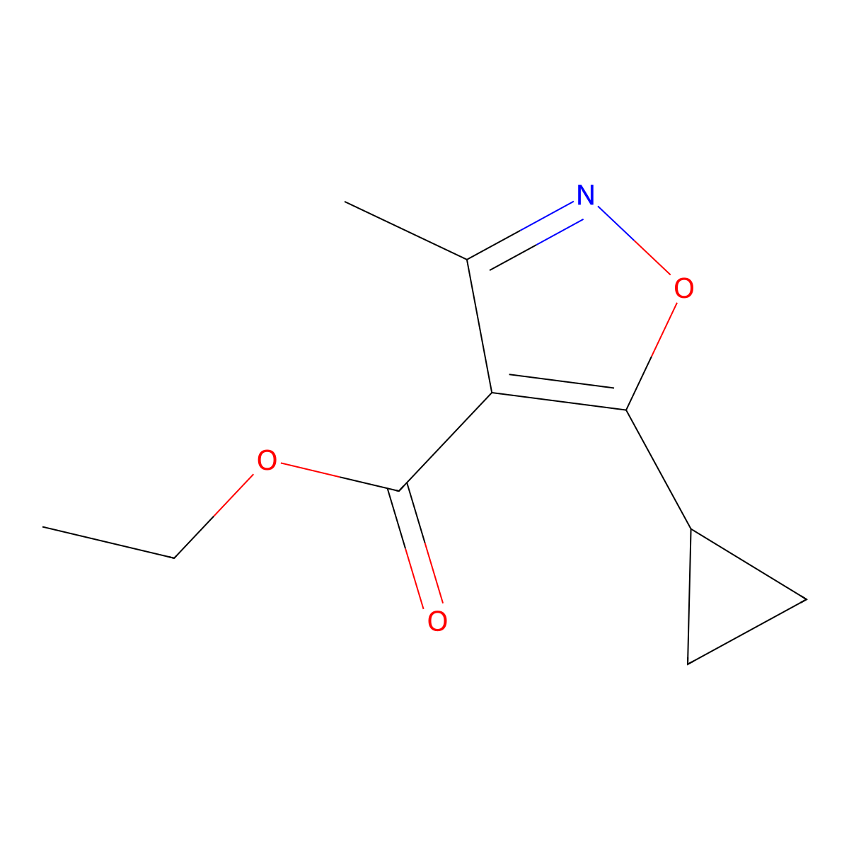 Ethyl 5-cyclopropyl-3-methyl-1,2-oxazole-4-carboxylate molecular structure, CAS 1461707-89-0