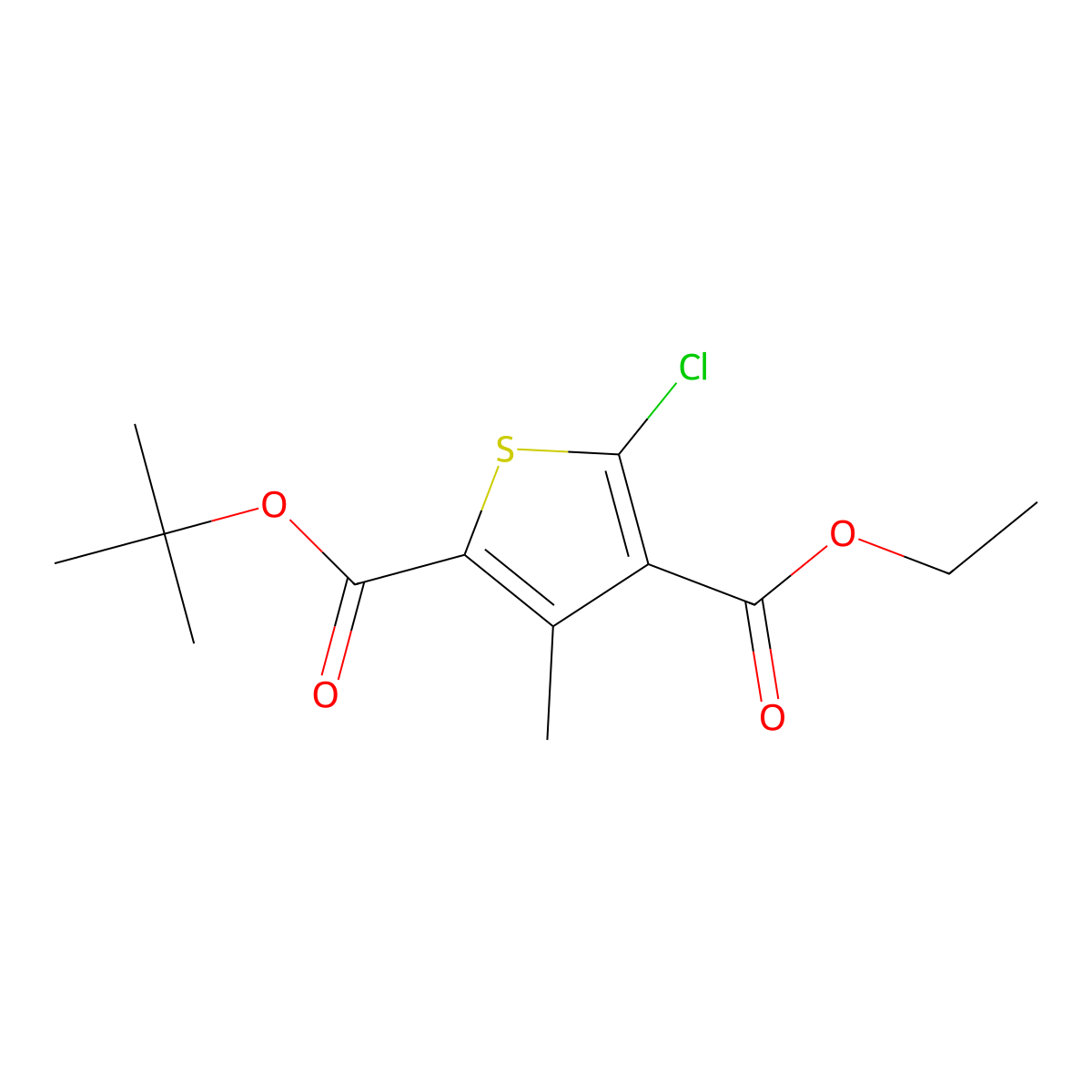2-Tert-butyl 4-ethyl 5-chloro-3-methylthiophene-2,4-dicarboxylate molecular structure, CAS 1461707-92-5