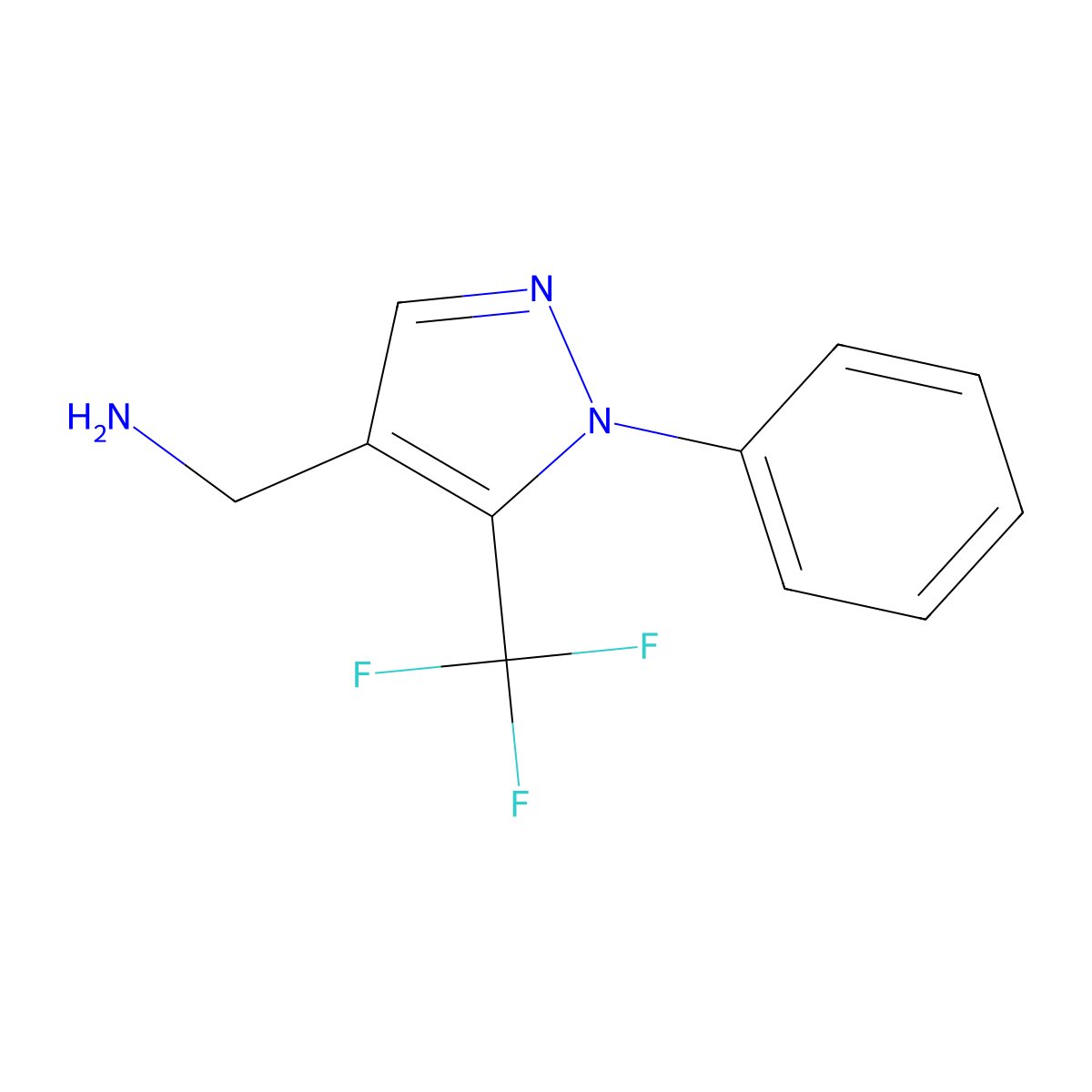 [1-phenyl-5-(trifluoromethyl)-1H-pyrazol-4-yl]methanamine molecular structure, CAS 1461707-98-1