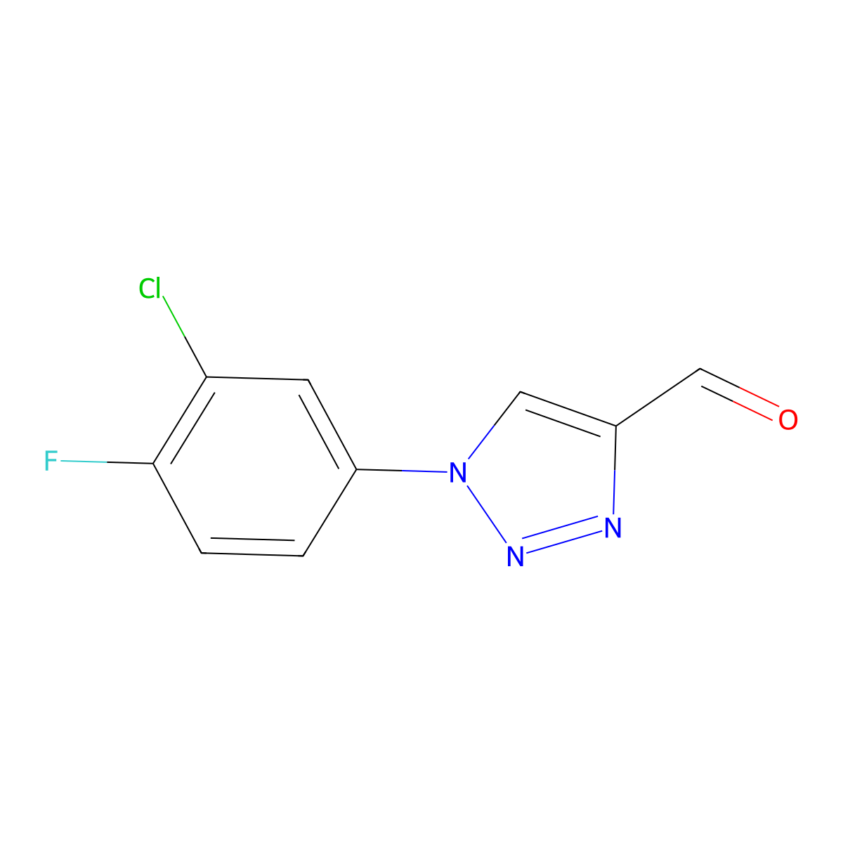 1-(3-chloro-4-fluorophenyl)-1H-1,2,3-triazole-4-carbaldehyde molecular structure, CAS 1461708-00-8