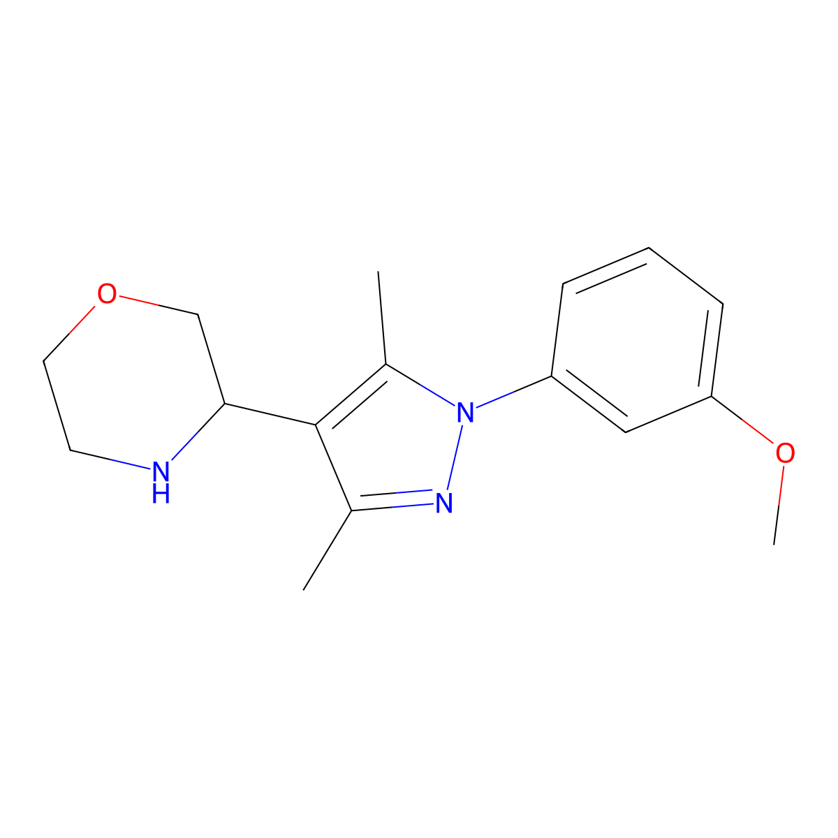 3-[1-(3-methoxyphenyl)-3,5-dimethyl-1H-pyrazol-4-yl]morpholine molecular structure, CAS 1461708-10-0