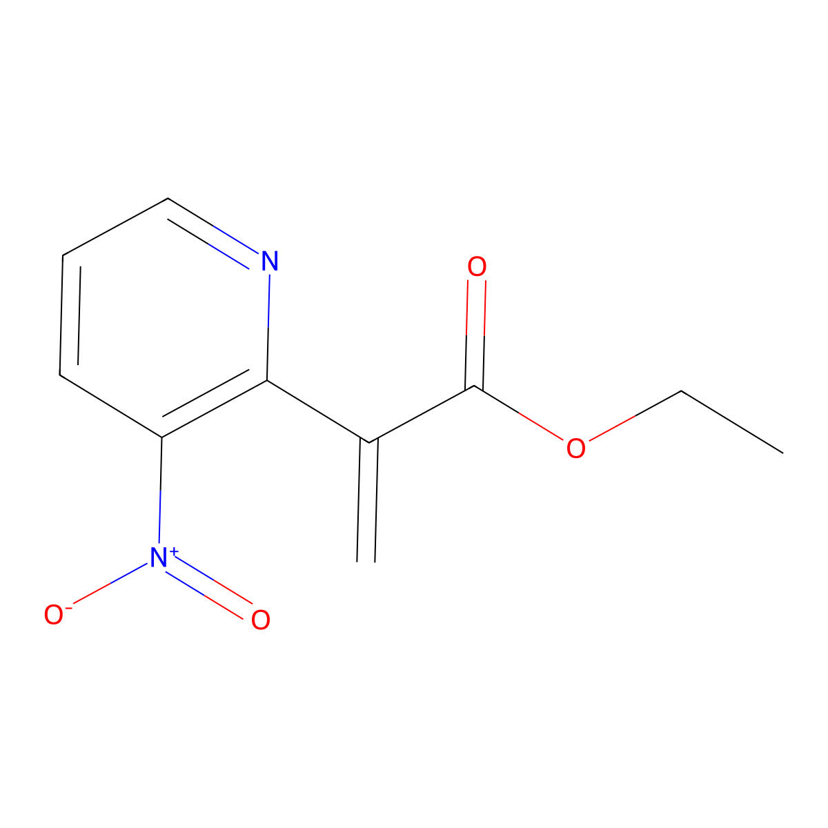 Ethyl 2-(3-nitropyridin-2-yl)prop-2-enoate molecular structure, CAS 1461708-12-2