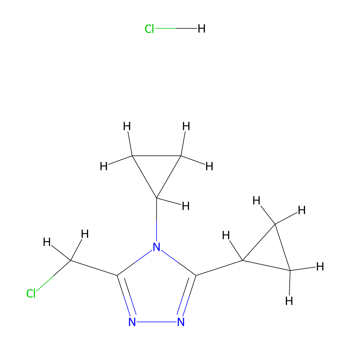 3-(chloromethyl)-4,5-dicyclopropyl-4H-1,2,4-triazole hydrochloride molecular structure, CAS 1461708-13-3
