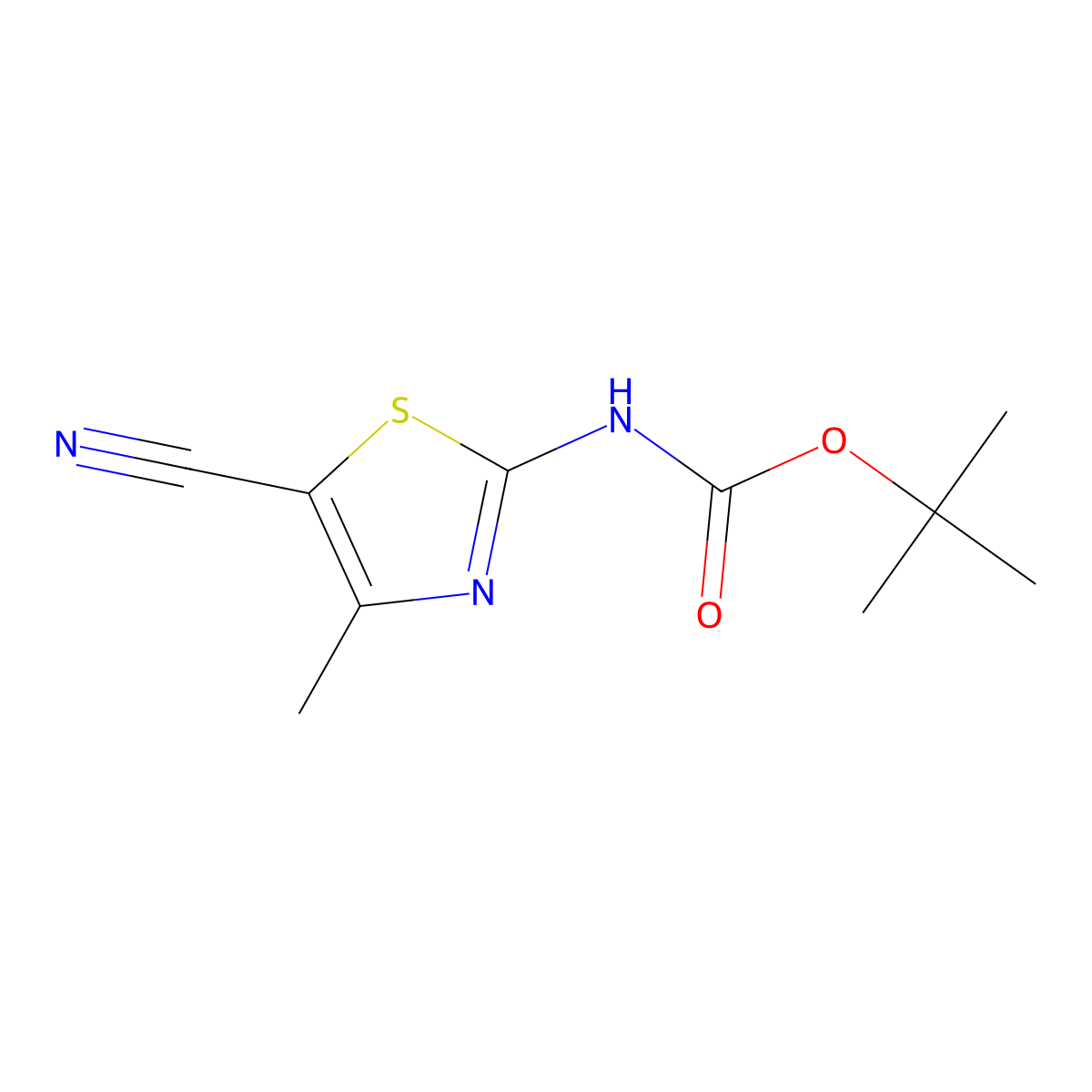tert-butyl N-(5-cyano-4-methyl-1,3-thiazol-2-yl)carbamate molecular structure, CAS 1461708-14-4