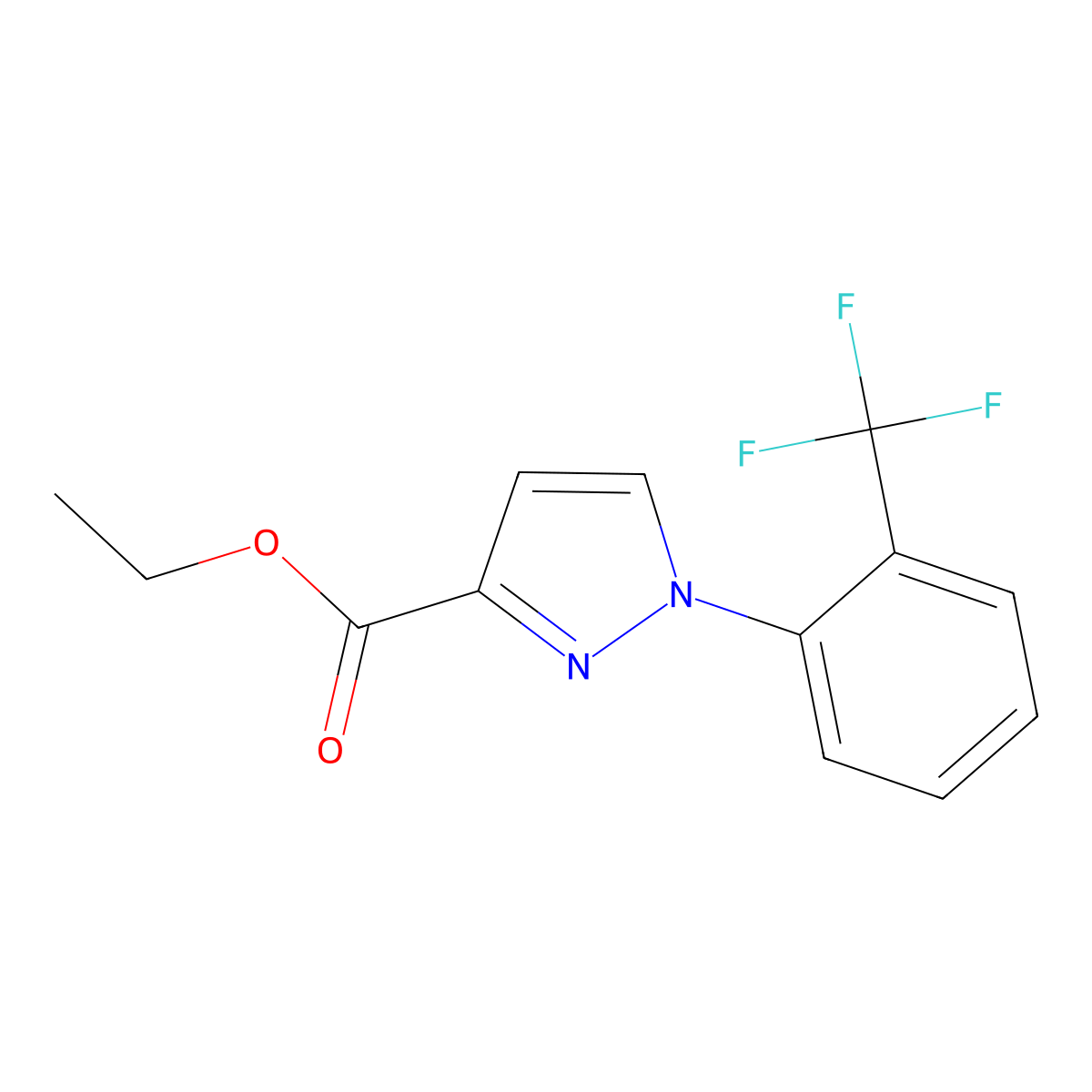 ethyl 1-[2-(trifluoromethyl)phenyl]-1H-pyrazole-3-carboxylate molecular structure, CAS 1461708-18-8