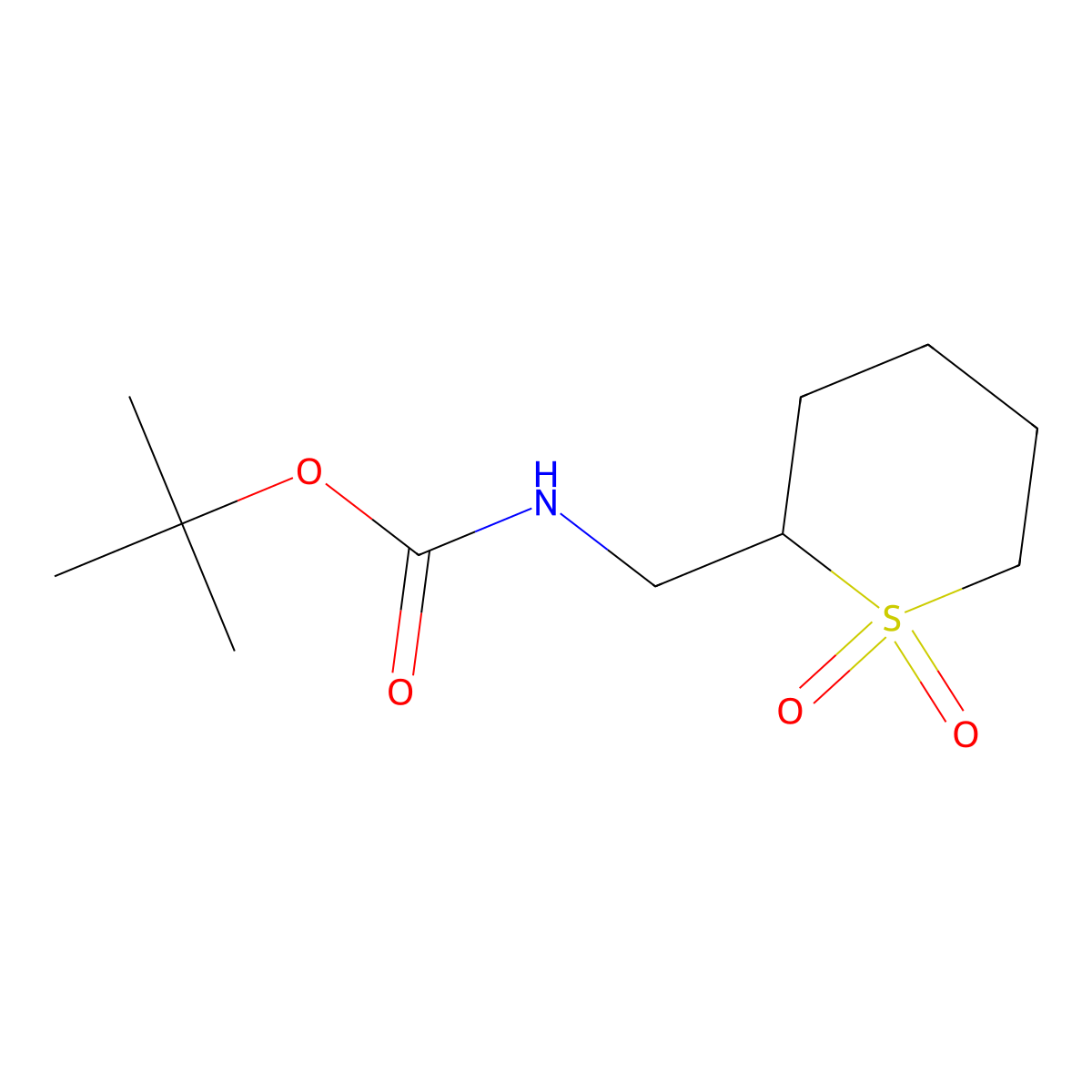 tert-butyl N-[(1,1-dioxo-1lambda6-thian-2-yl)methyl]carbamate molecular structure, CAS 1461708-19-9