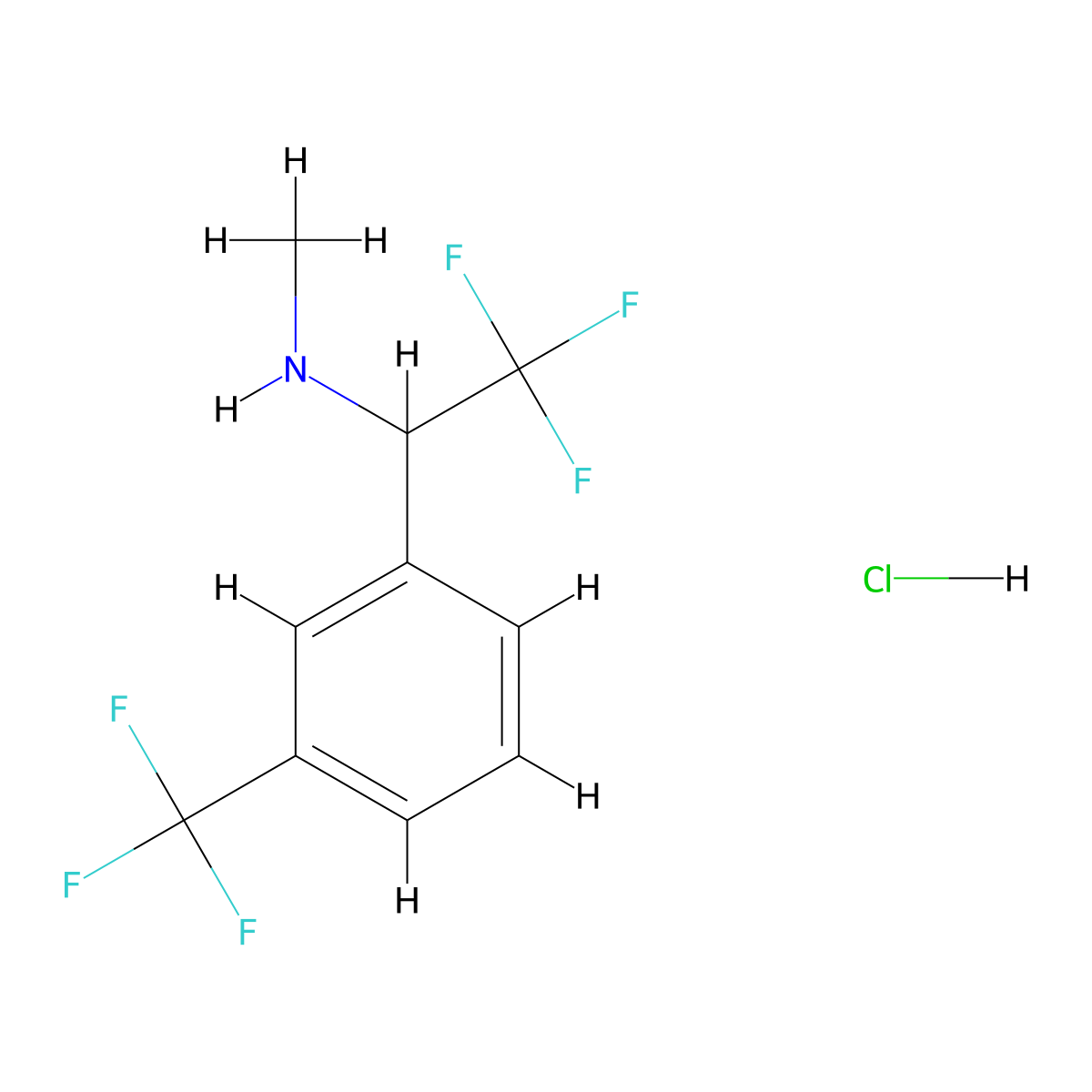 Methyl({2,2,2-trifluoro-1-[3-(trifluoromethyl)phenyl]ethyl})amine hydrochloride molecular structure, CAS 1461708-21-3