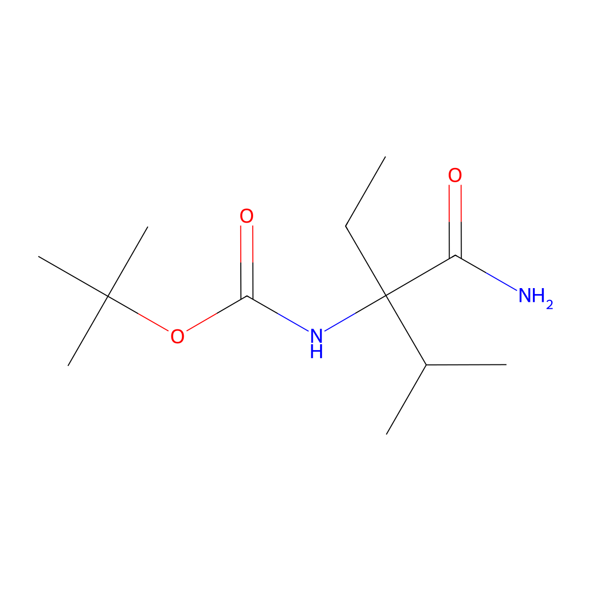 tert-Butyl N-(1-carbamoyl-1-ethyl-2-methylpropyl)carbamate molecular structure, CAS 1461708-23-5