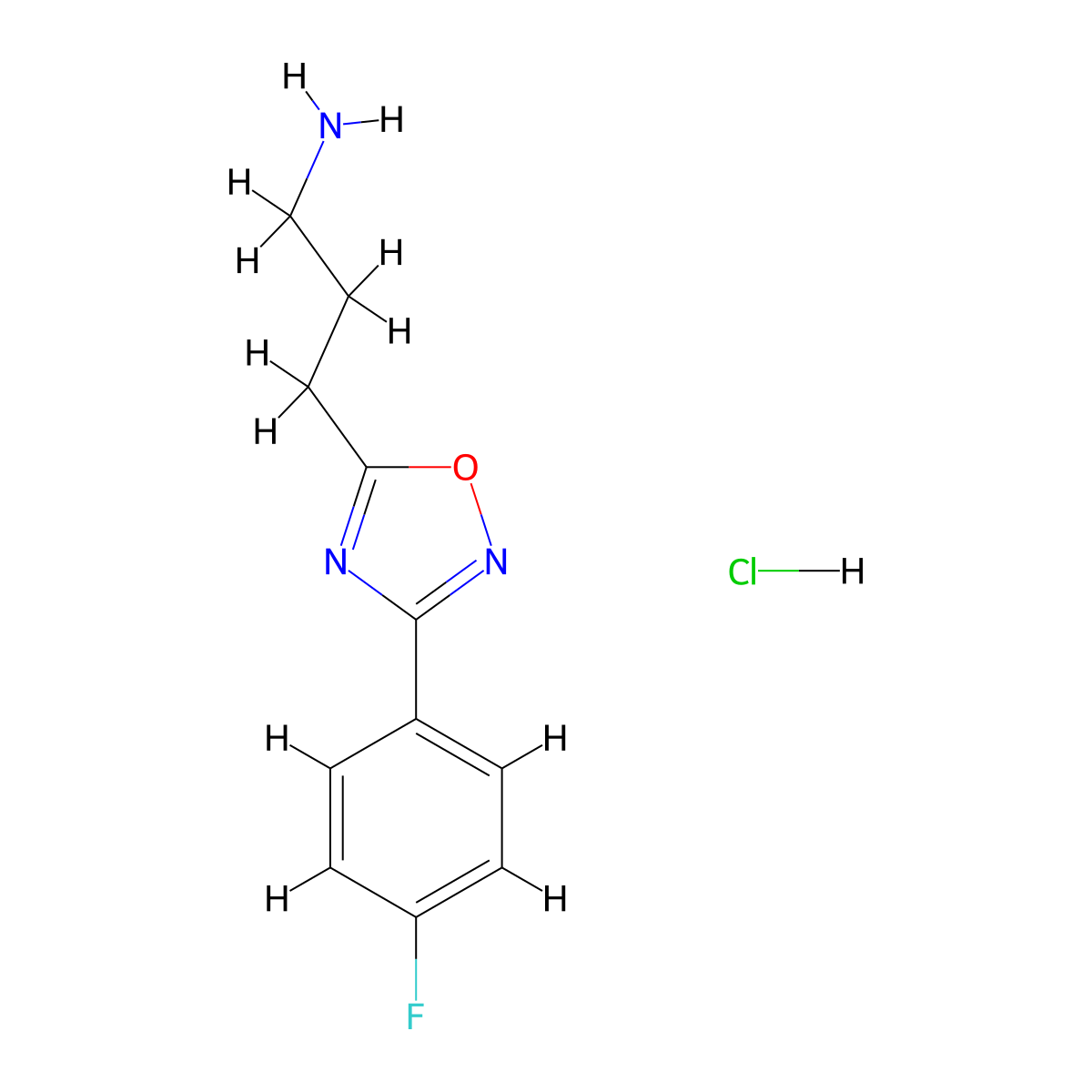 3-[3-(4-Fluorophenyl)-1,2,4-oxadiazol-5-yl]propan-1-amine hydrochloride molecular structure, CAS 1461708-25-7