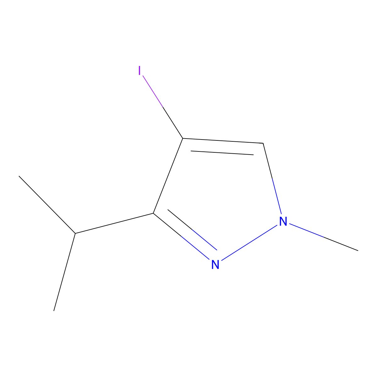 4-iodo-1-methyl-3-(propan-2-yl)-1H-pyrazole molecular structure, CAS 1461708-27-9