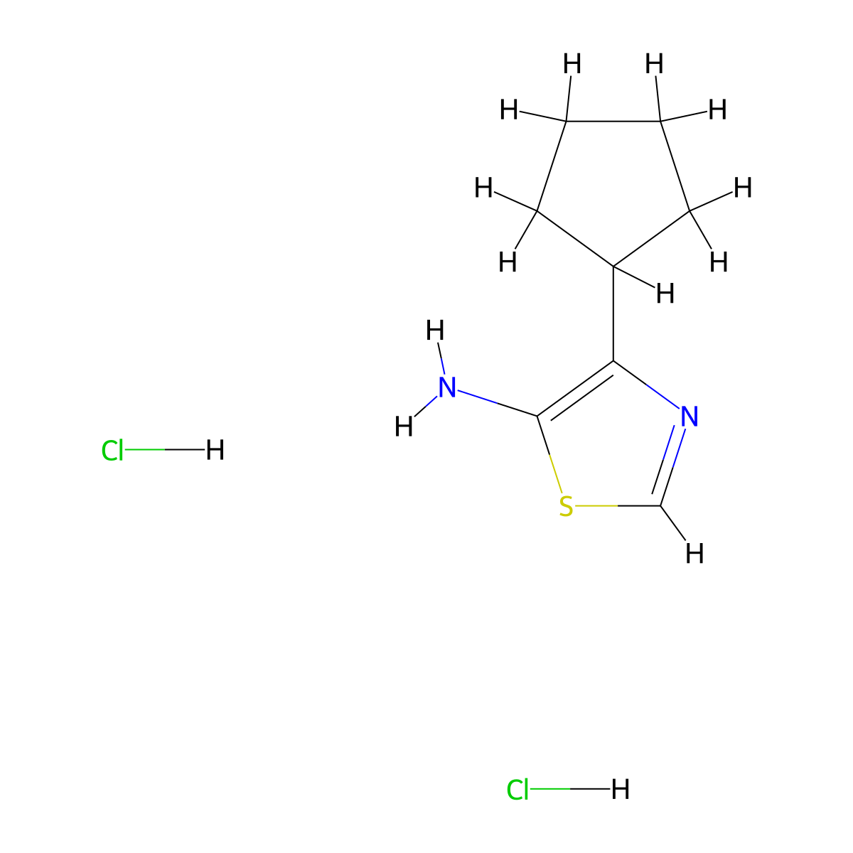 4-Cyclopentyl-1,3-thiazol-5-amine dihydrochloride molecular structure, CAS 1461708-28-0
