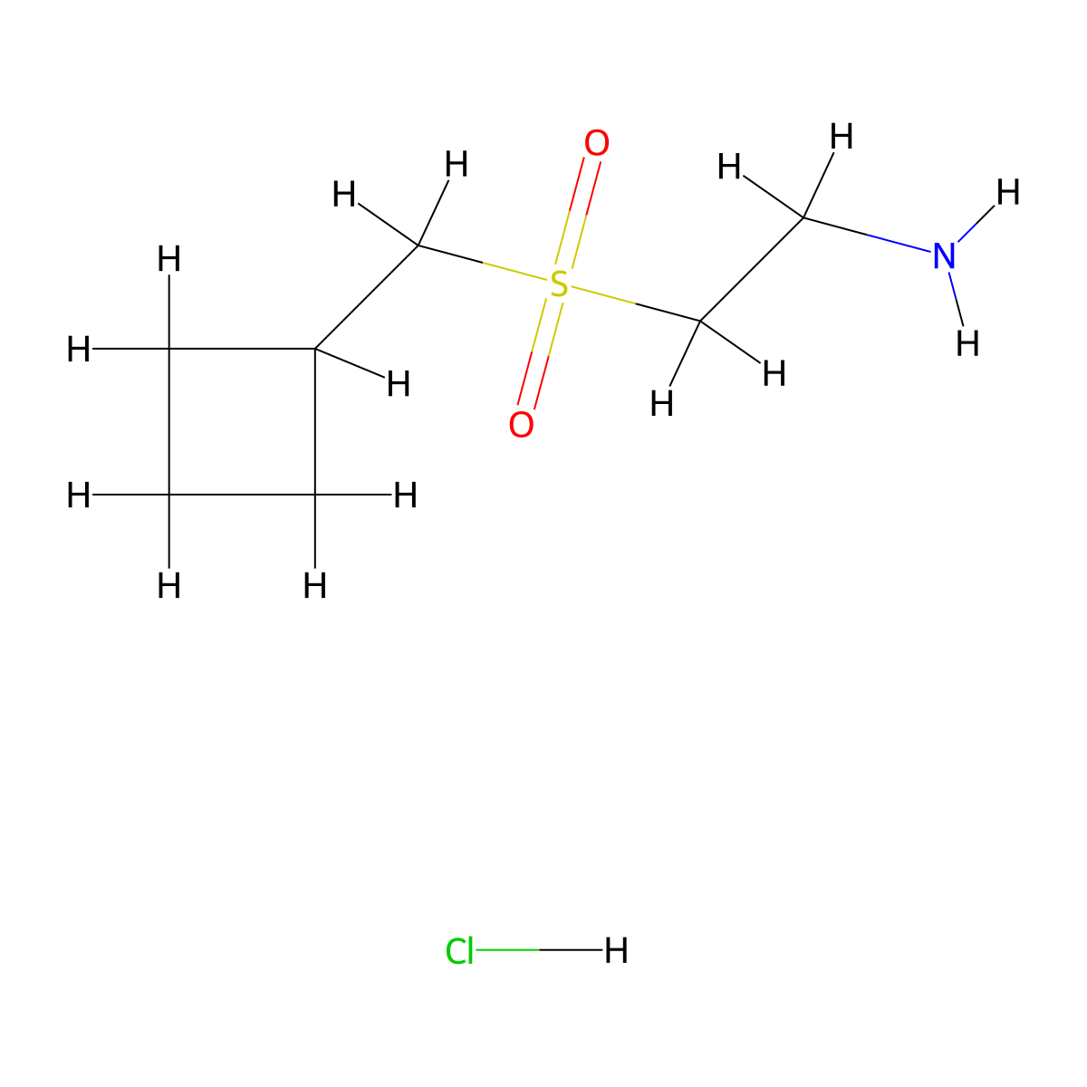 2-Cyclobutylmethanesulfonylethan-1-amine hydrochloride molecular structure, CAS 1461708-30-4