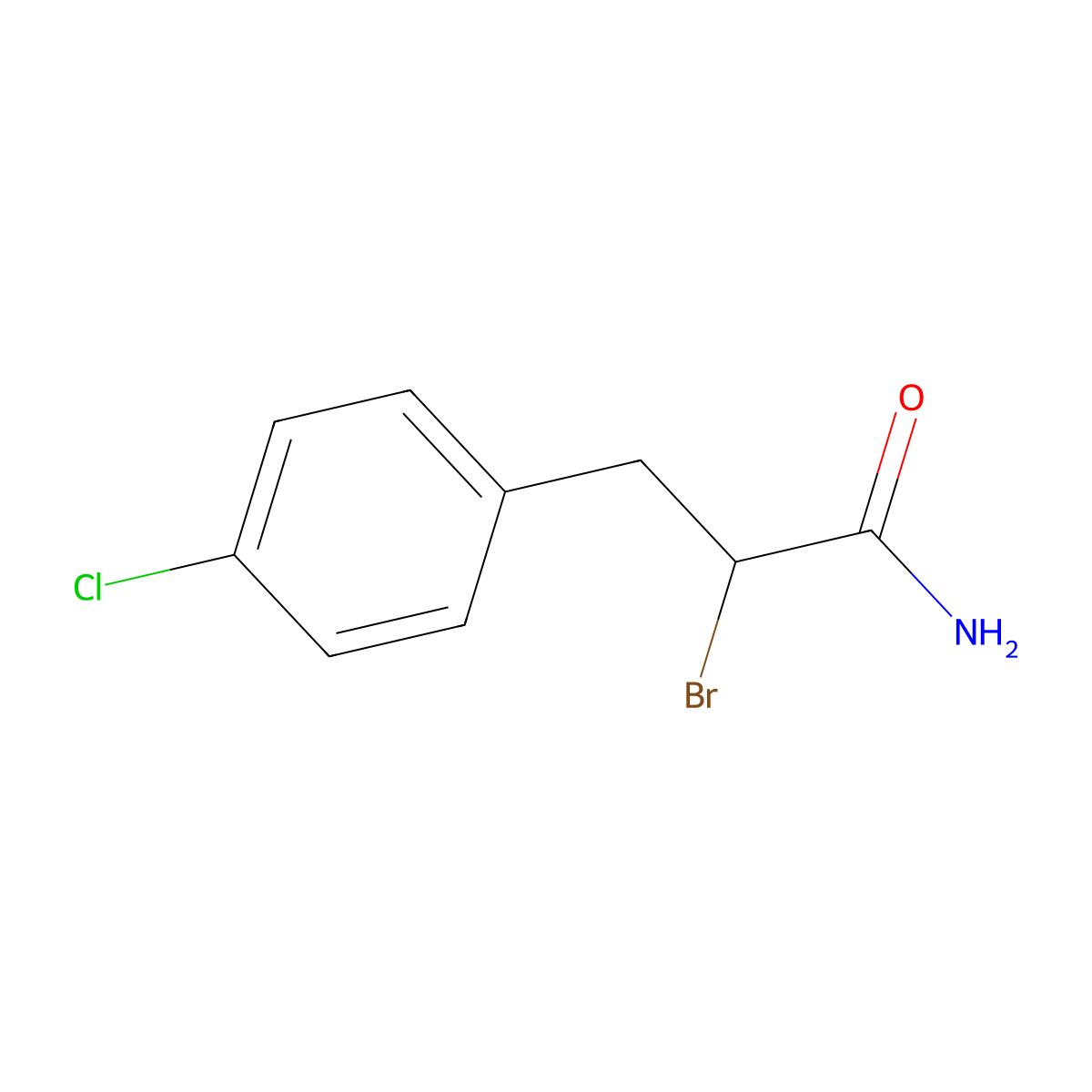 2-Bromo-3-(4-chlorophenyl)propanamide molecular structure, CAS 1461708-31-5