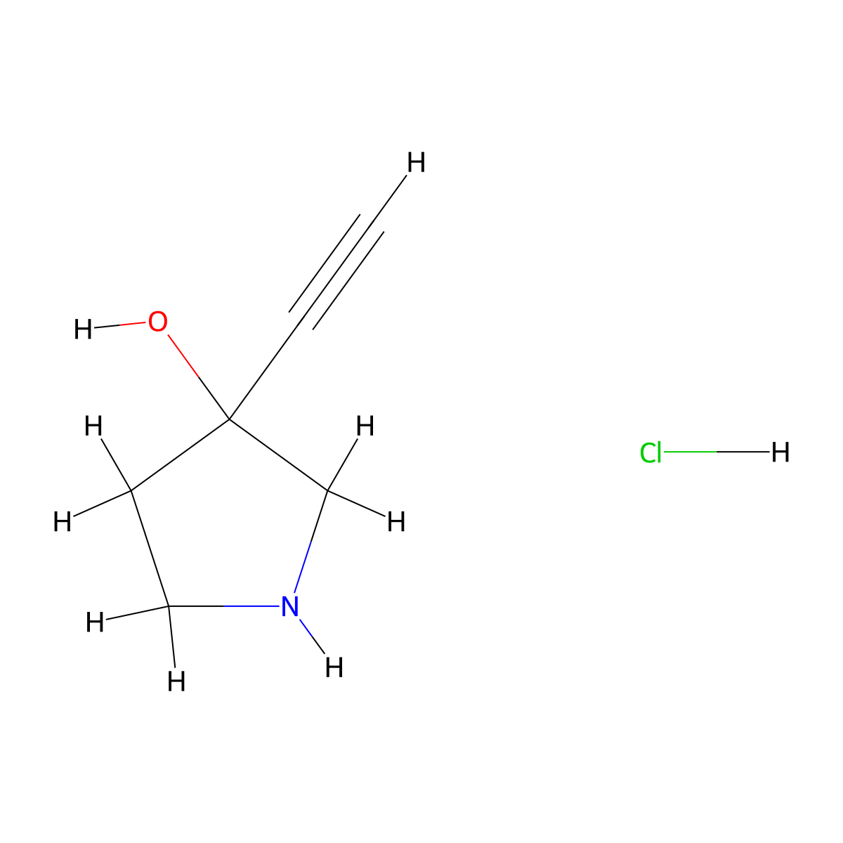 3-Ethynylpyrrolidin-3-ol hydrochloride molecular structure, CAS 1461708-52-0