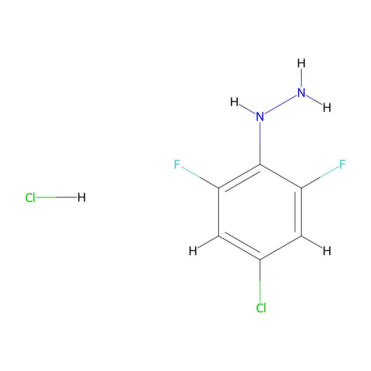 (4-Chloro-2,6-difluorophenyl)hydrazine hydrochloride molecular structure, CAS 1461708-54-2