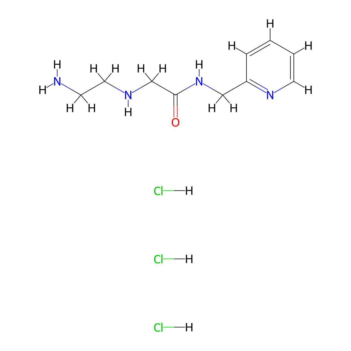 2-[(2-aminoethyl)amino]-N-[(pyridin-2-yl)methyl]acetamide trihydrochloride molecular structure, CAS 1461708-63-3