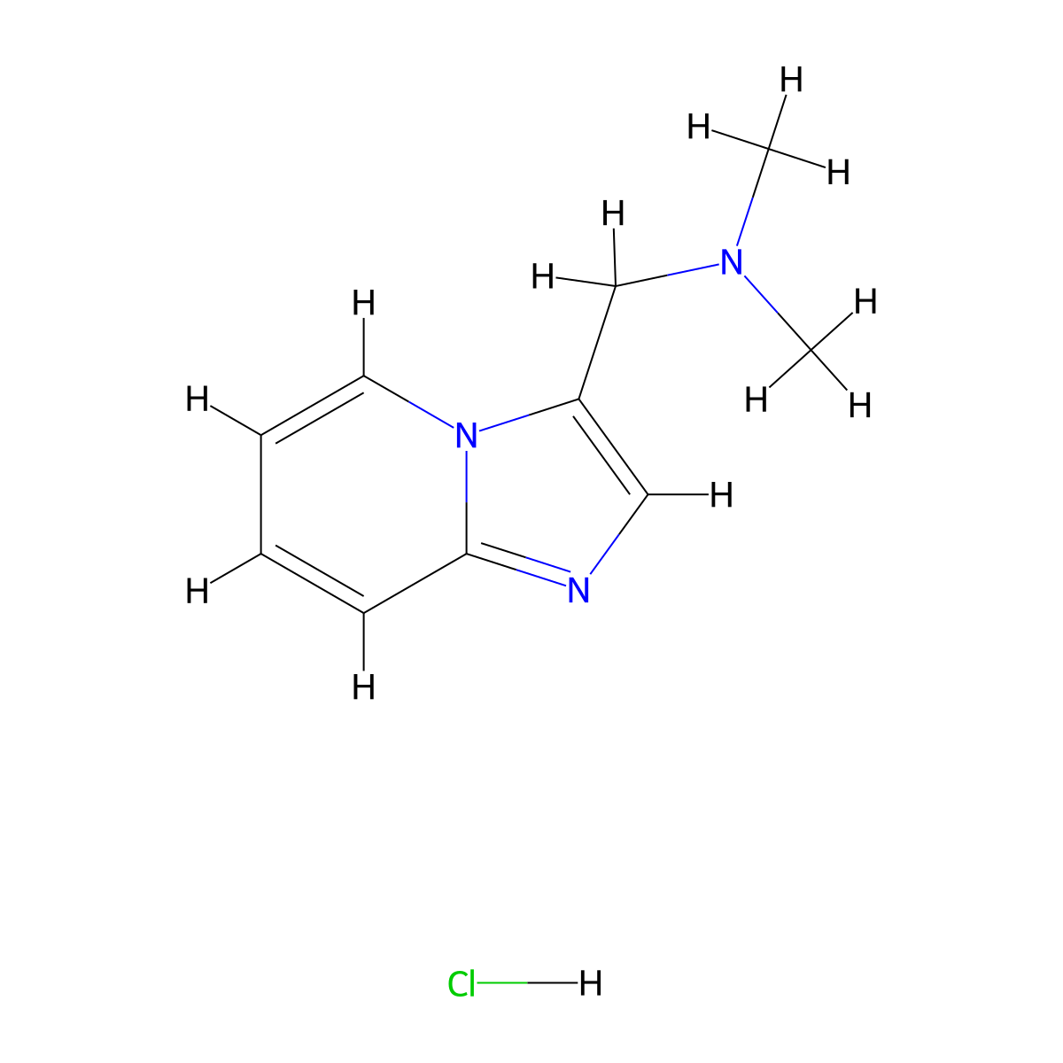 {Imidazo[1,2-a]pyridin-3-ylmethyl}dimethylamine hydrochloride molecular structure, CAS 1461708-65-5