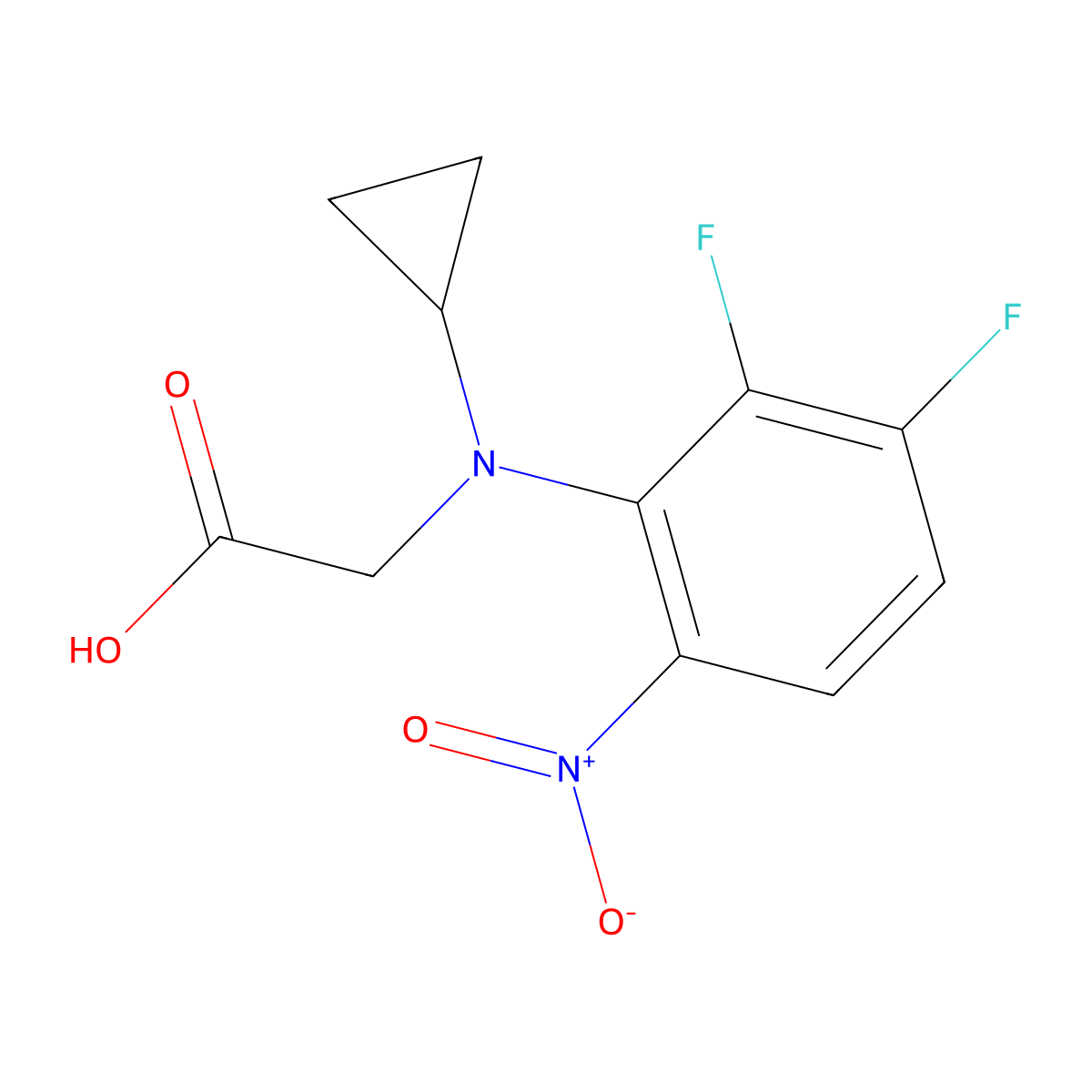 2-[Cyclopropyl(2,3-difluoro-6-nitrophenyl)amino]acetic acid molecular structure, CAS 1461708-67-7