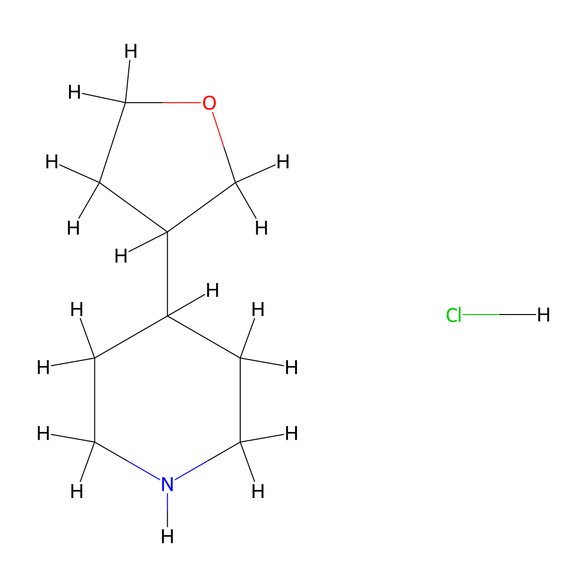 4-(Oxolan-3-yl)piperidine hydrochloride molecular structure, CAS 1461708-70-2